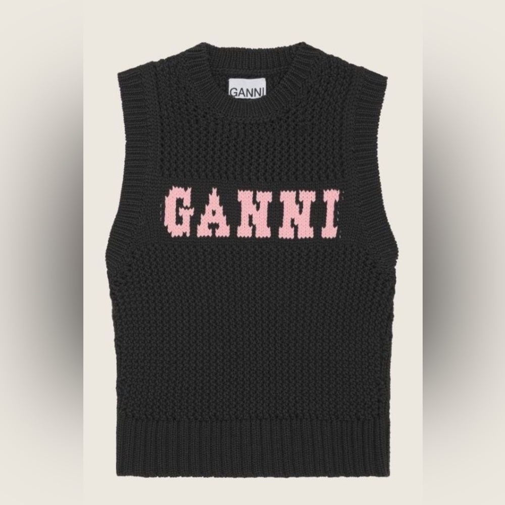 GANNI BLACK COTTON VEST in Size XS